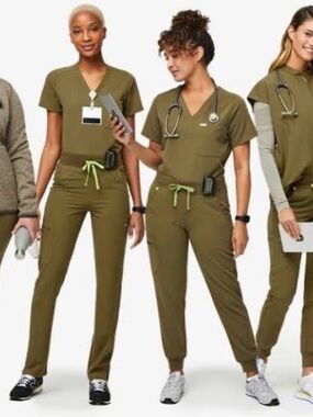 Figs LIMITED EDITION Martini Olive Green Medical Scrub Pants & Top Set